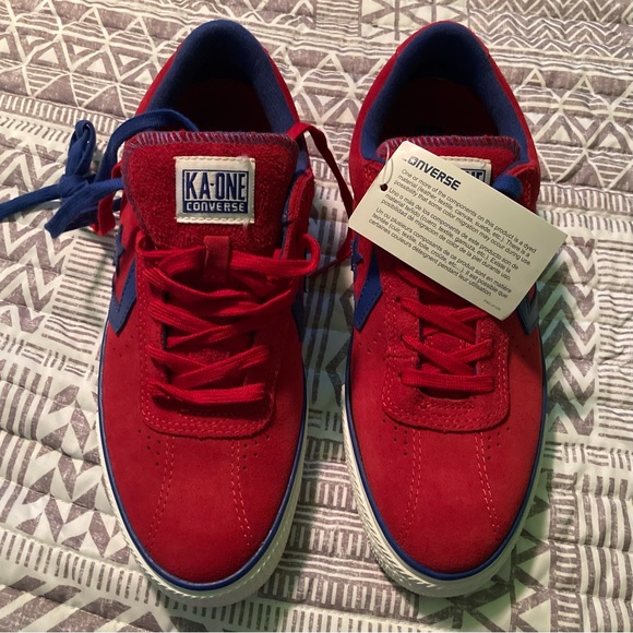 CONVERSE CONS KA-ONE VULC OX SHOES, RED SUEDE/ BLUE/ WHITE - Picture 3 of 11